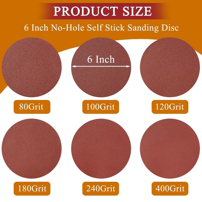 ONLYFU 4 x 36 Inch Alumina Sanding Belts (80/120/150/240/400 Grits) and 6 Grits 6-Inch Self Stick No Hole Sanding Disc 11PCS Set for Aluminum Oxide Sanders, Sandpaper for Wood Metal Stainless Steel - Image 3
